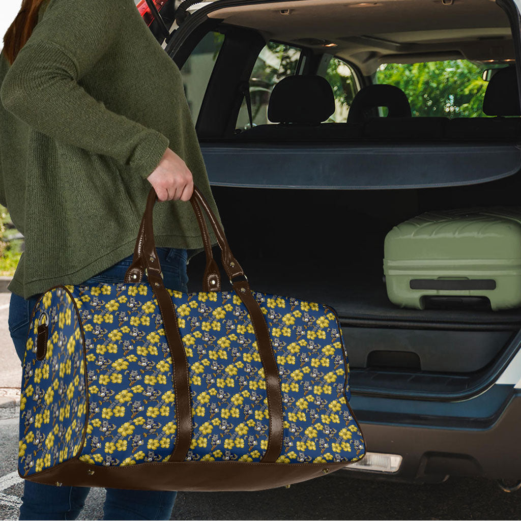 North Queensland Cowboys Travel Bag Tropical Hibiscus Floral Seamless Rugby Mascot