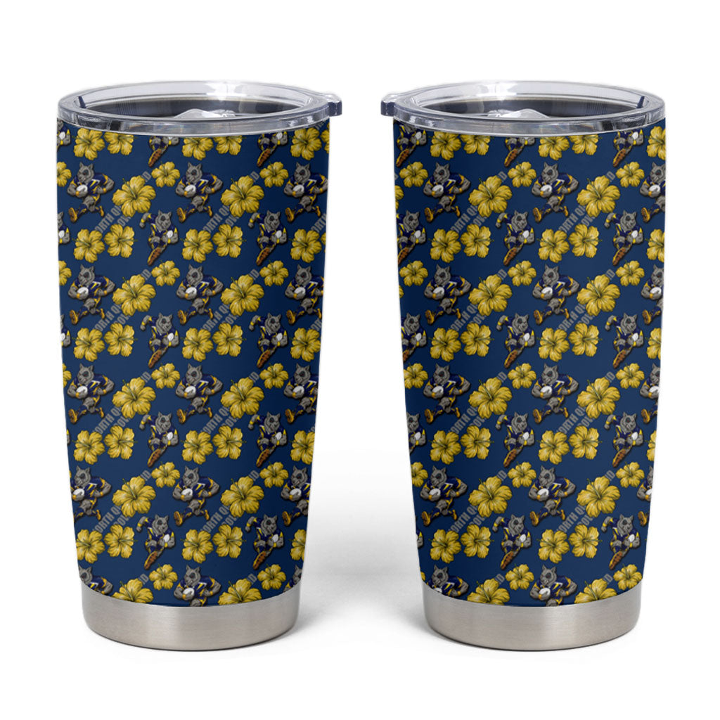 North Queensland Cowboys Tumbler Cup Tropical Hibiscus Floral Seamless Rugby Mascot