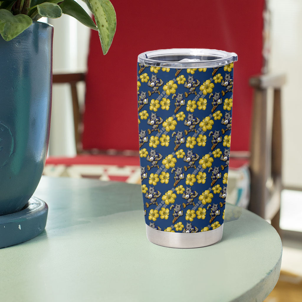 North Queensland Cowboys Tumbler Cup Tropical Hibiscus Floral Seamless Rugby Mascot