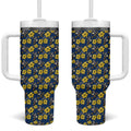 North Queensland Cowboys Tumbler With Handle Tropical Hibiscus Floral Seamless Rugby Mascot