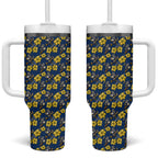 North Queensland Cowboys Tumbler With Handle Tropical Hibiscus Floral Seamless Rugby Mascot