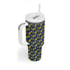North Queensland Cowboys Tumbler With Handle Tropical Hibiscus Floral Seamless Rugby Mascot