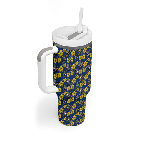 North Queensland Cowboys Tumbler With Handle Tropical Hibiscus Floral Seamless Rugby Mascot