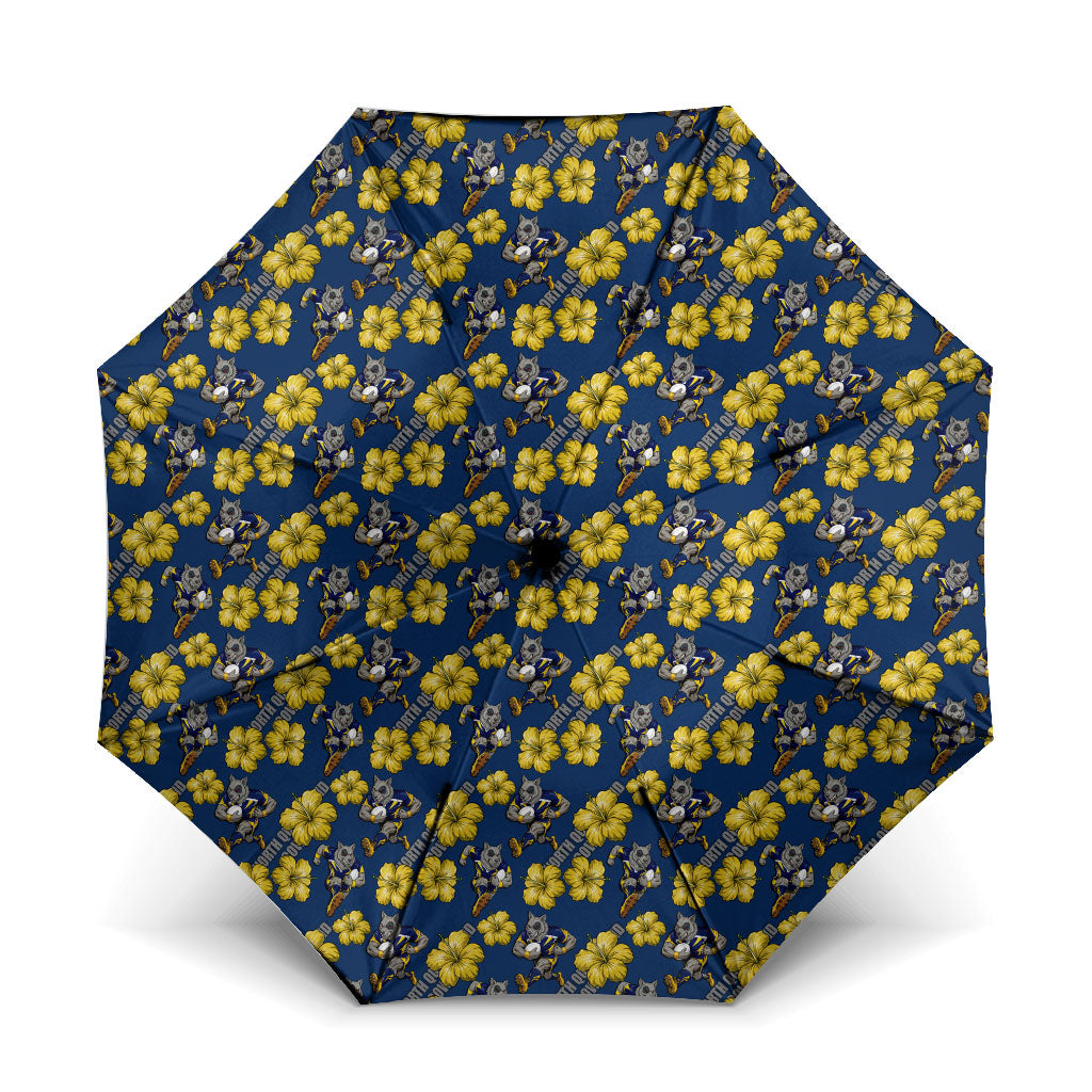 North Queensland Cowboys Umbrella Tropical Hibiscus Floral Seamless Rugby Mascot