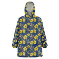 North Queensland Cowboys Wearable Blanket Hoodie Tropical Hibiscus Floral Seamless Rugby Mascot