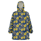 North Queensland Cowboys Wearable Blanket Hoodie Tropical Hibiscus Floral Seamless Rugby Mascot