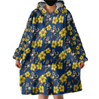 North Queensland Cowboys Wearable Blanket Hoodie Tropical Hibiscus Floral Seamless Rugby Mascot