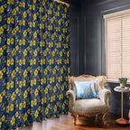 North Queensland Cowboys Window Curtain Tropical Hibiscus Floral Seamless Rugby Mascot