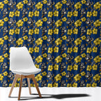North Queensland Cowboys Window Curtain Tropical Hibiscus Floral Seamless Rugby Mascot