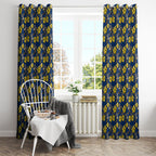 North Queensland Cowboys Window Curtain Tropical Hibiscus Floral Seamless Rugby Mascot