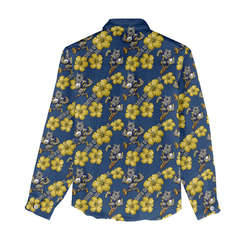 North Queensland Cowboys Women Casual Shirt Tropical Hibiscus Floral Seamless Rugby Mascot