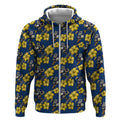 North Queensland Cowboys Zip Hoodie Tropical Hibiscus Floral Seamless Rugby Mascot