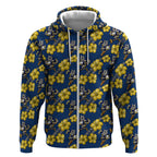 North Queensland Cowboys Zip Hoodie Tropical Hibiscus Floral Seamless Rugby Mascot