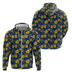 North Queensland Cowboys Zip Hoodie Tropical Hibiscus Floral Seamless Rugby Mascot