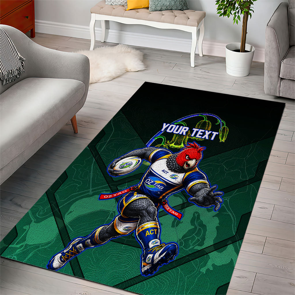 Personalized ACT Oztag Area Rug Australian Capital Territory Gang-gang Cockatoo Mascot Floral