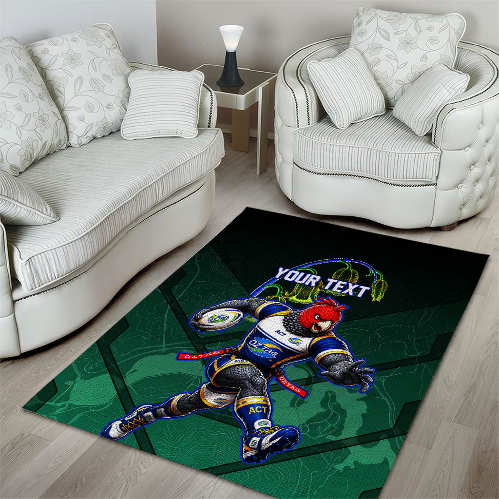 Personalized ACT Oztag Area Rug Australian Capital Territory Gang-gang Cockatoo Mascot Floral