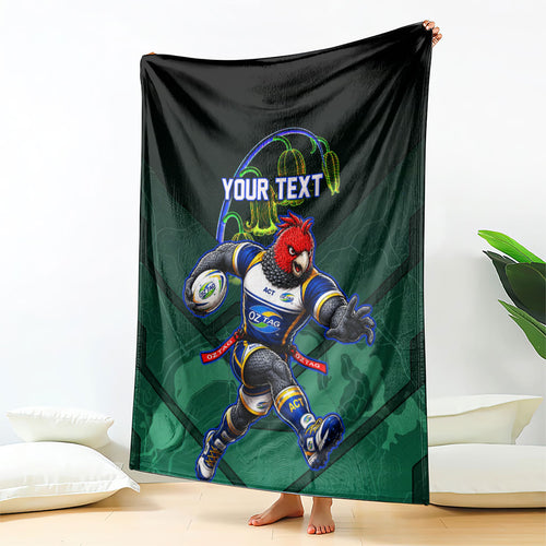 Personalized ACT Oztag Blanket Australian Capital Territory Gang-gang Cockatoo Mascot Floral