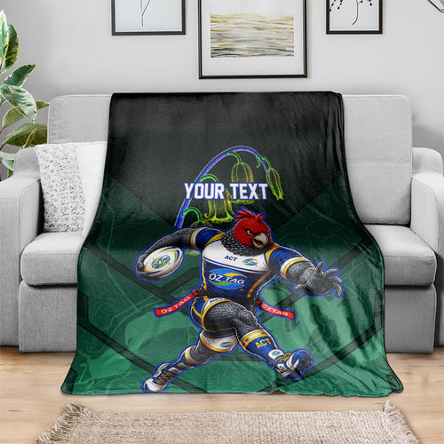 Personalized ACT Oztag Blanket Australian Capital Territory Gang-gang Cockatoo Mascot Floral