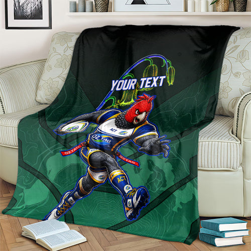 Personalized ACT Oztag Blanket Australian Capital Territory Gang-gang Cockatoo Mascot Floral