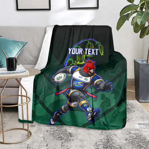 Personalized ACT Oztag Blanket Australian Capital Territory Gang-gang Cockatoo Mascot Floral