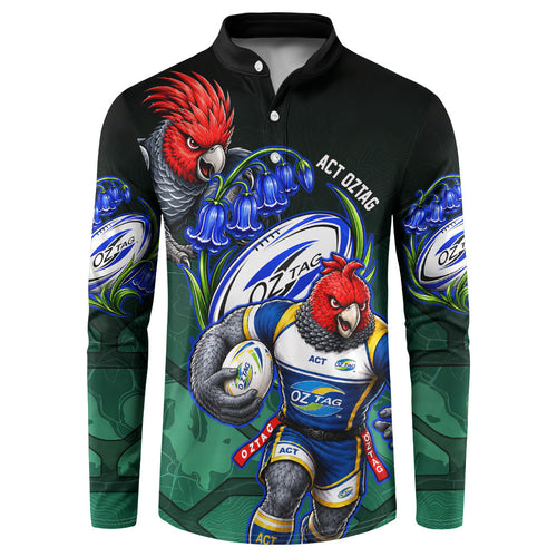 Personalized ACT Oztag Button Sweatshirt Australian Capital Territory Gang-gang Cockatoo Mascot Floral