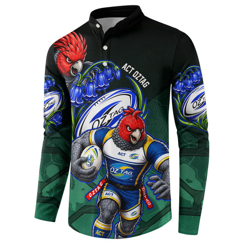Personalized ACT Oztag Button Sweatshirt Australian Capital Territory Gang-gang Cockatoo Mascot Floral