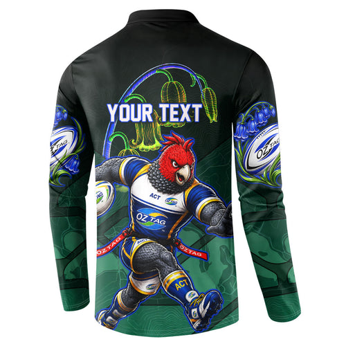 Personalized ACT Oztag Button Sweatshirt Australian Capital Territory Gang-gang Cockatoo Mascot Floral