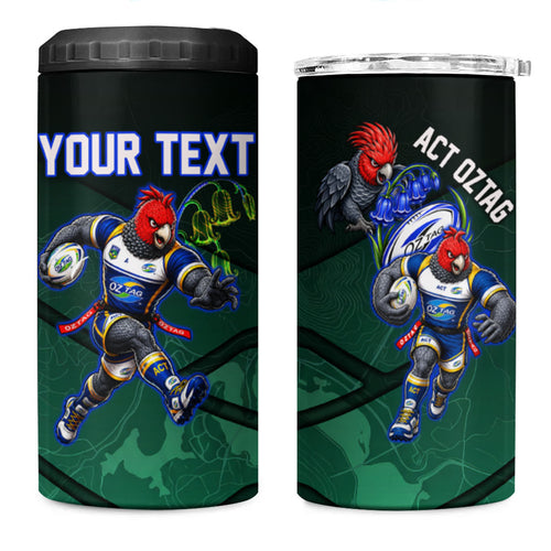 Personalized ACT Oztag 4 in 1 Can Cooler Tumbler Australian Capital Territory Gang-gang Cockatoo Mascot Floral