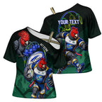 Personalized ACT Oztag Cross Shoulder Shirt Australian Capital Territory Gang-gang Cockatoo Mascot Floral