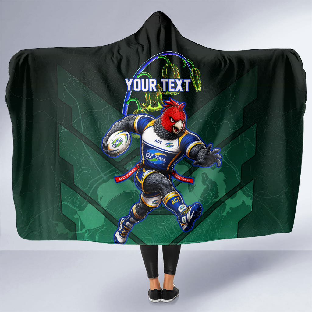 Personalized ACT Oztag Hooded Blanket Australian Capital Territory Gang-gang Cockatoo Mascot Floral