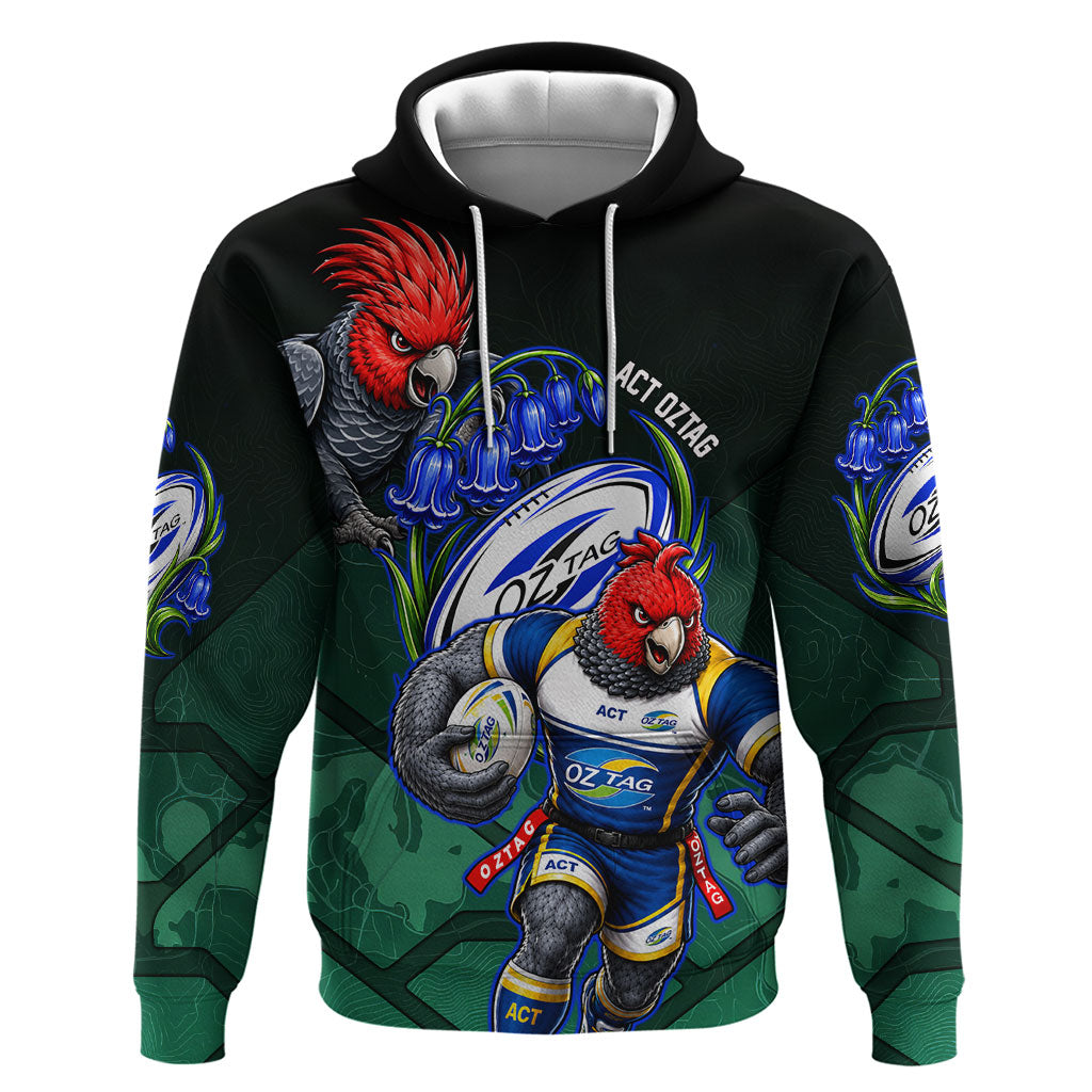 Personalized ACT Oztag Hoodie Australian Capital Territory Gang-gang Cockatoo Mascot Floral