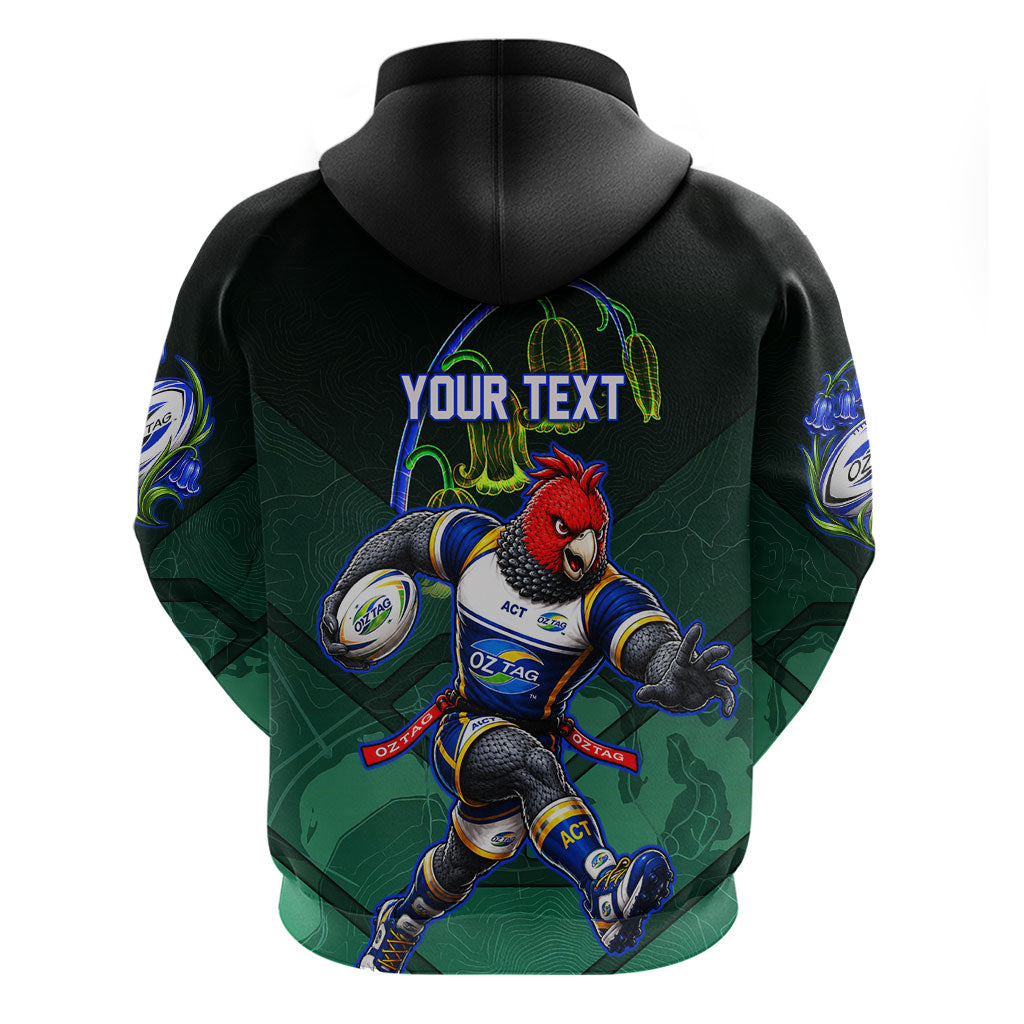 Personalized ACT Oztag Hoodie Australian Capital Territory Gang-gang Cockatoo Mascot Floral