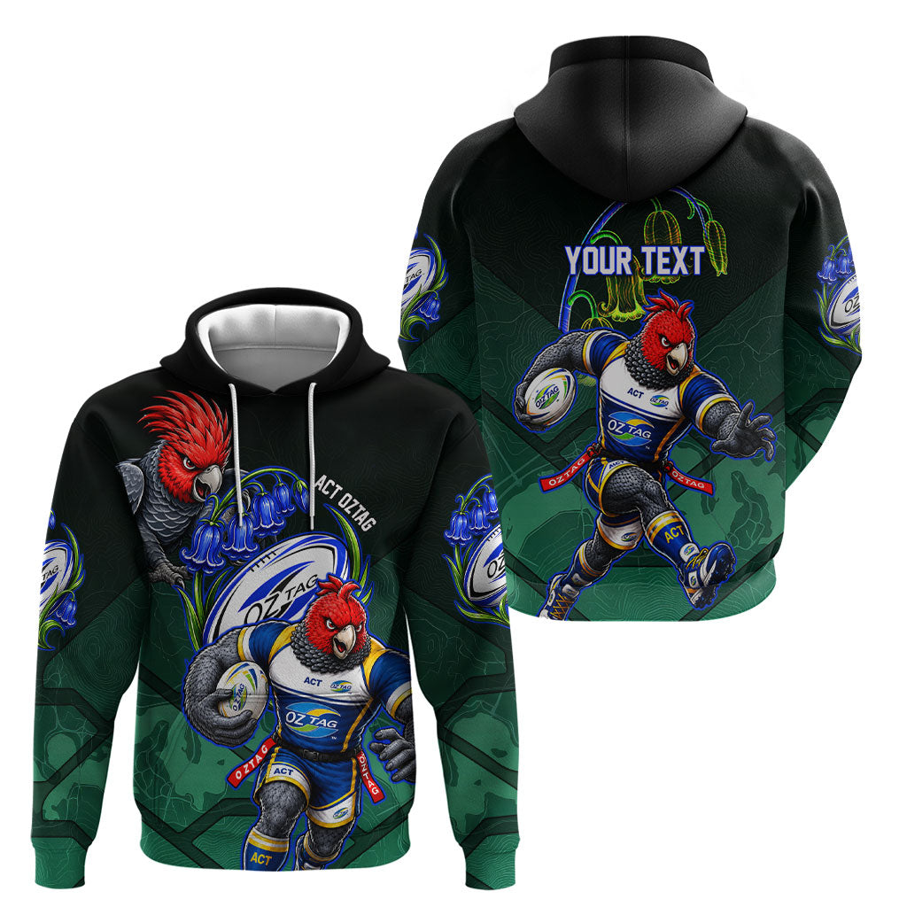 Personalized ACT Oztag Hoodie Australian Capital Territory Gang-gang Cockatoo Mascot Floral