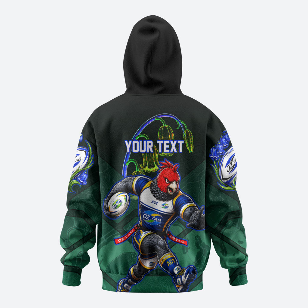 Personalized ACT Oztag Hoodie Australian Capital Territory Gang-gang Cockatoo Mascot Floral