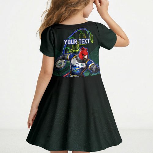 Personalized ACT Oztag Kid Short Sleeve Dress Australian Capital Territory Gang-gang Cockatoo Mascot Floral