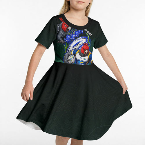 Personalized ACT Oztag Kid Short Sleeve Dress Australian Capital Territory Gang-gang Cockatoo Mascot Floral