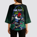 Personalized ACT Oztag Kimono Sleeve Blouse Australian Capital Territory Gang-gang Cockatoo Mascot Floral