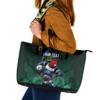 Personalized ACT Oztag Leather Tote Bag Australian Capital Territory Gang-gang Cockatoo Mascot Floral