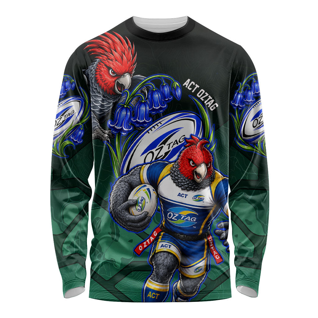 Personalized ACT Oztag Long Sleeve Shirt Australian Capital Territory Gang-gang Cockatoo Mascot Floral
