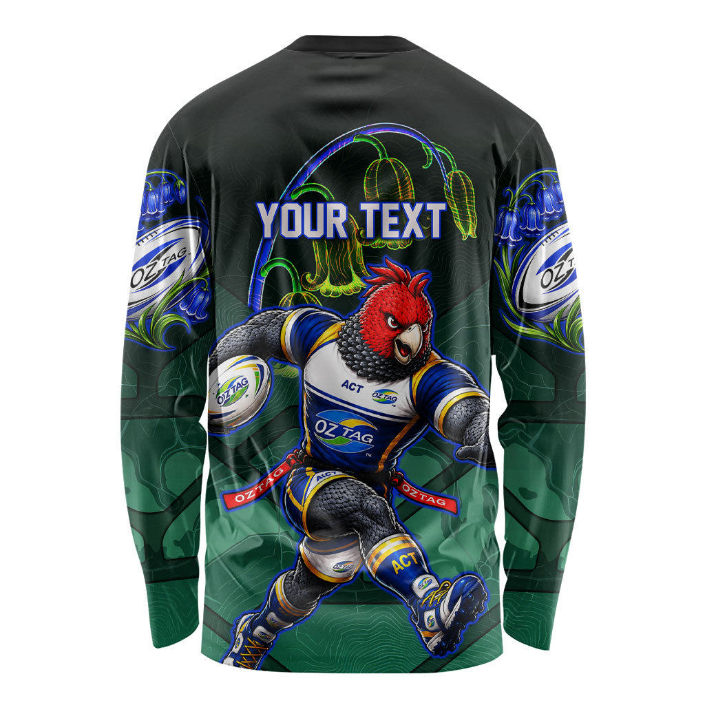 Personalized ACT Oztag Long Sleeve Shirt Australian Capital Territory Gang-gang Cockatoo Mascot Floral