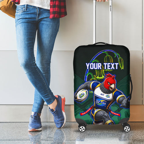 Personalized ACT Oztag Luggage Cover Australian Capital Territory Gang-gang Cockatoo Mascot Floral