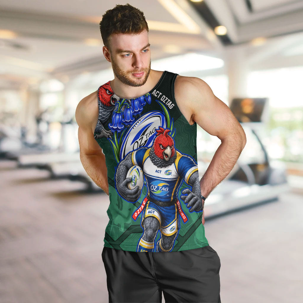 Personalized ACT Oztag Men Tank Top Australian Capital Territory Gang-gang Cockatoo Mascot Floral
