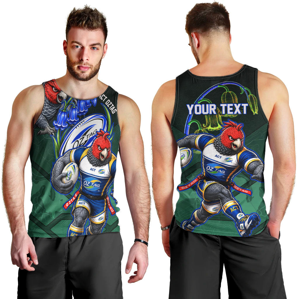 Personalized ACT Oztag Men Tank Top Australian Capital Territory Gang-gang Cockatoo Mascot Floral