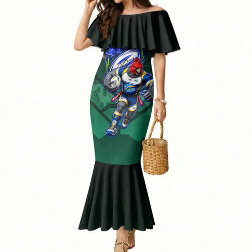 Personalized ACT Oztag Mermaid Dress Australian Capital Territory Gang-gang Cockatoo Mascot Floral
