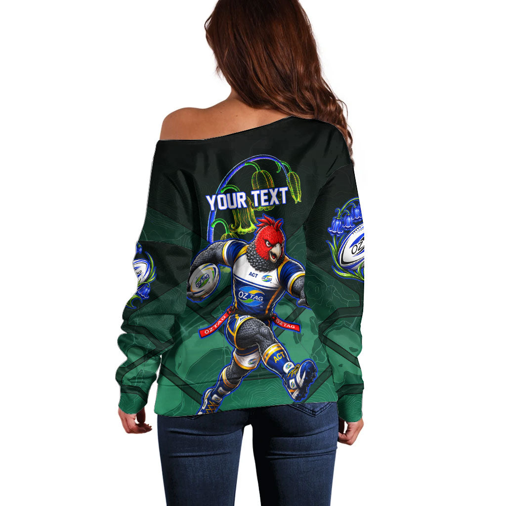 Personalized ACT Oztag Off Shoulder Sweater Australian Capital Territory Gang-gang Cockatoo Mascot Floral