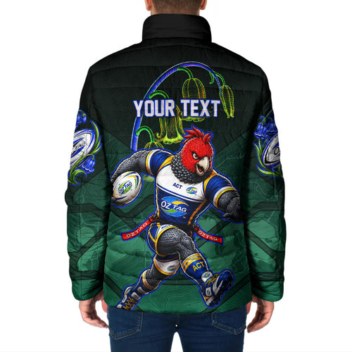 Personalized ACT Oztag Padded Jacket Australian Capital Territory Gang-gang Cockatoo Mascot Floral