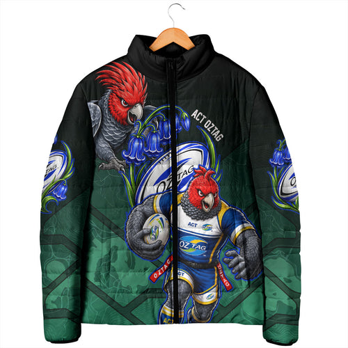 Personalized ACT Oztag Padded Jacket Australian Capital Territory Gang-gang Cockatoo Mascot Floral