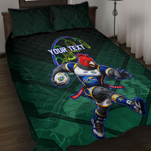 Personalized ACT Oztag Quilt Bed Set Australian Capital Territory Gang-gang Cockatoo Mascot Floral