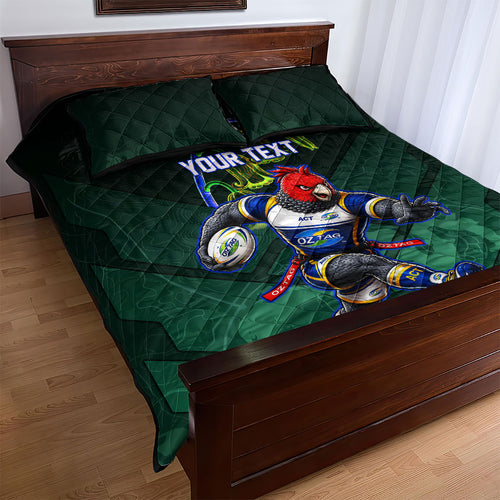 Personalized ACT Oztag Quilt Bed Set Australian Capital Territory Gang-gang Cockatoo Mascot Floral