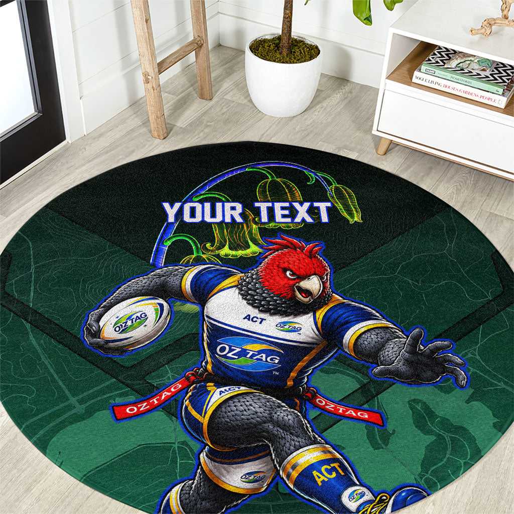 Personalized ACT Oztag Round Carpet Australian Capital Territory Gang-gang Cockatoo Mascot Floral